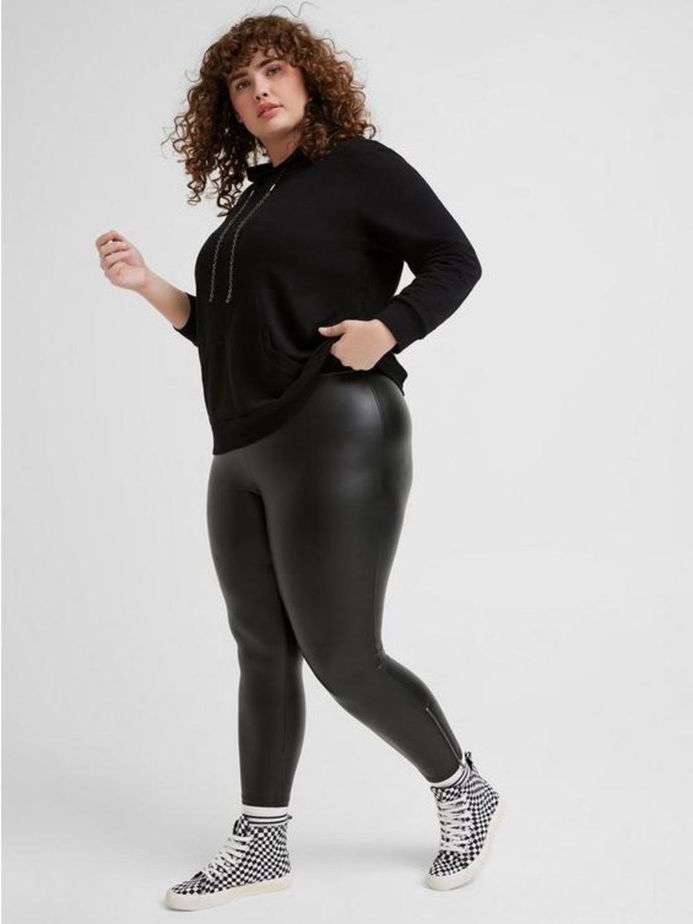 Torrid Punk Crop Signature Waist Faux Leather Ankle Zip Legging Plus Size 1X